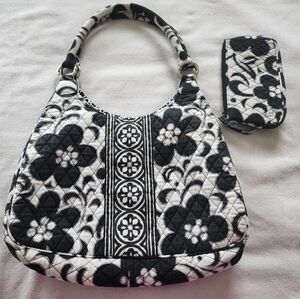 Vera Bradley Floral Black and White Quilted Women's Bag Set.